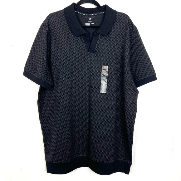 NWT Shaquille O'Neal Polo Shirt Grey Black Knit Cotton Men's XL Tall XLG XLT - Picture 1 of 5